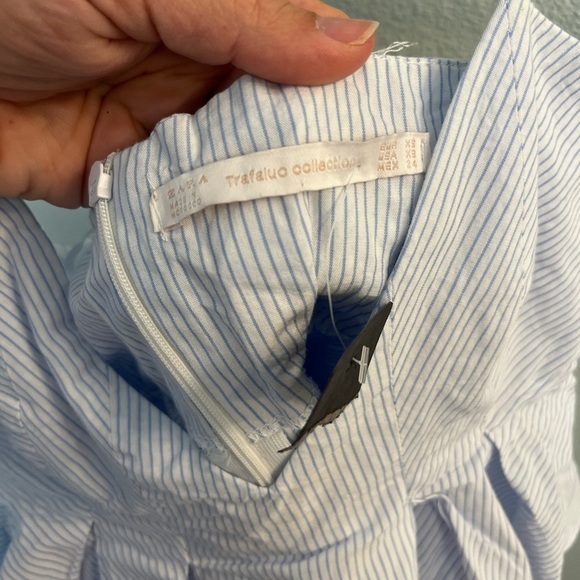 Zara poplin tiered dress - blue and white stripes halter dress NWT size xs - Picture 5 of 6